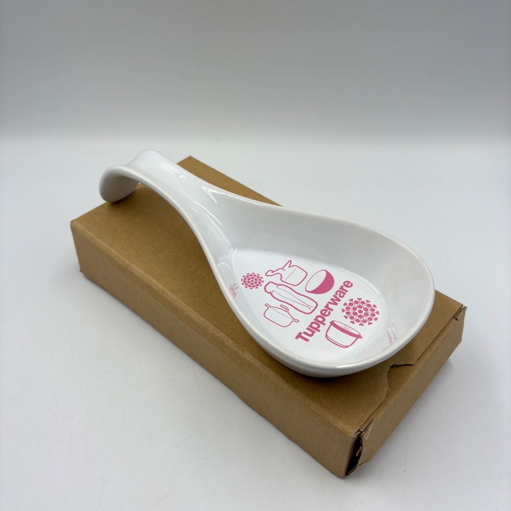 Tupperware Spoon Rest Kitchen White Pink Ceramic Award 2015
